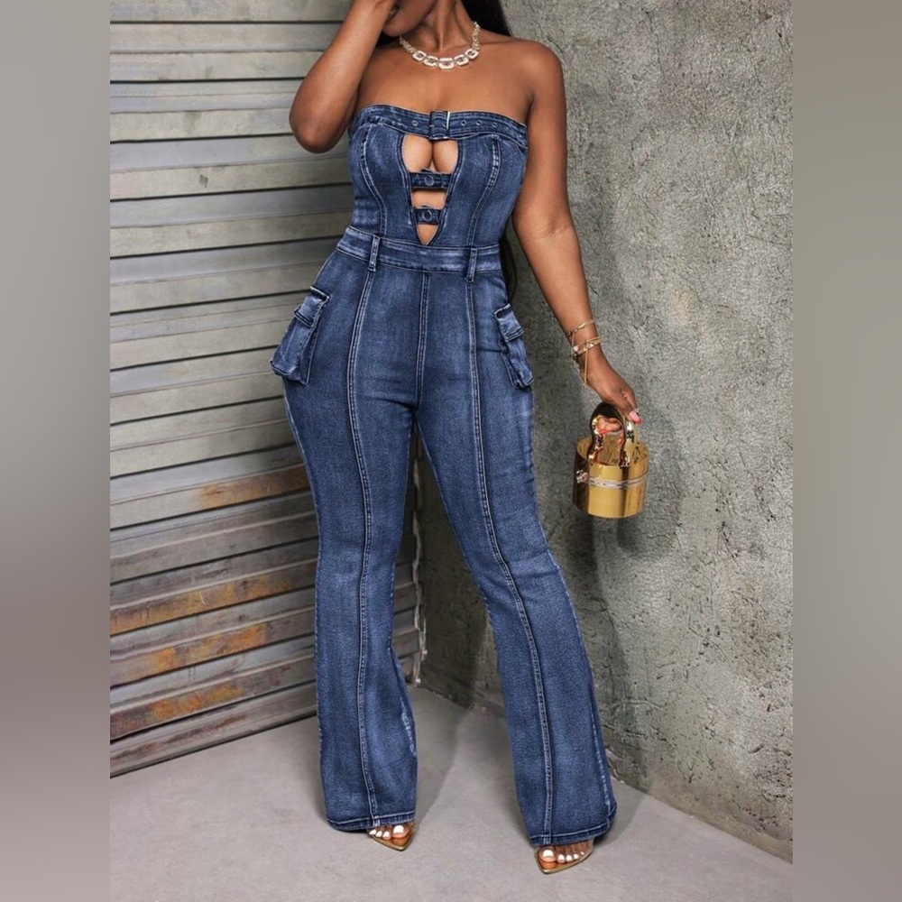 NWT - Stylish Blue Denim Jumpsuit
